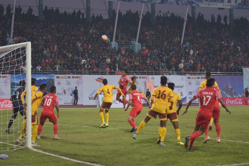 नेपाल भर्सेस श्रीलंका फुटबलः पहिलो हाफमा नेपालको अग्रता