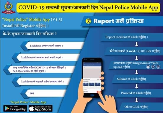 कोरोना भाइरसबारे सूचना दिन ‘नेपाल पुुलिस मोबाइल एप’ सञ्चालनमा