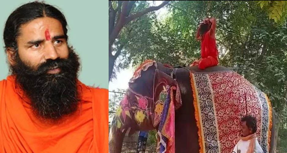 हात्तीमाथि योगासन देखाउन खोज्दा पछारिए बाबा रामदेव (भिडियो)