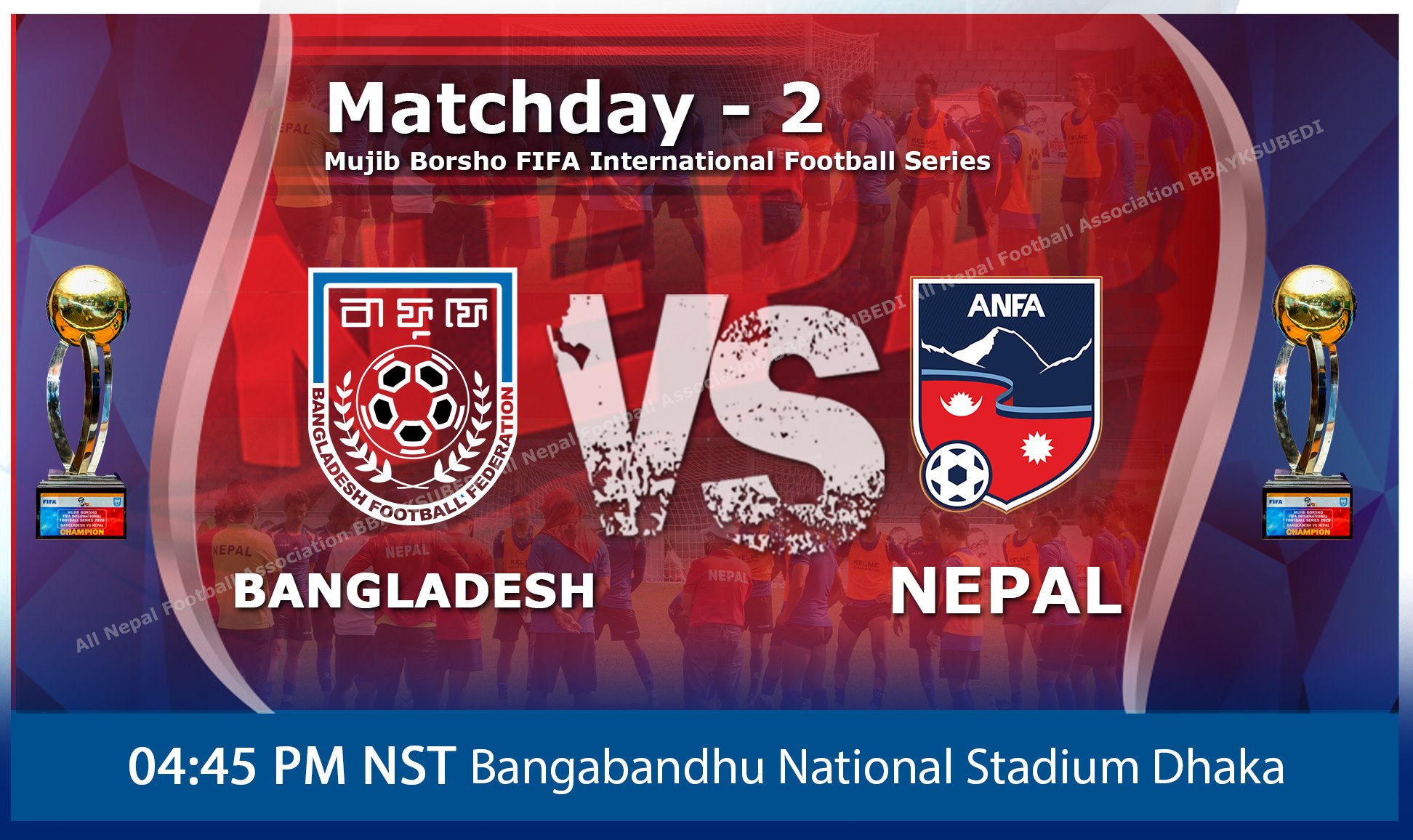 नेपाल बिरुद्व बङलादेश : पहिलो हाफ गोलरहित बराबरीमा