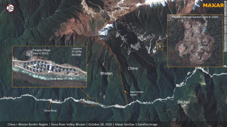 स्याटेलाइट तस्वीरमा देखियो चीन, भारत र भुटानको त्रिदेशीय सीमा क्षेत्रमा चीनले गरेको निर्माण