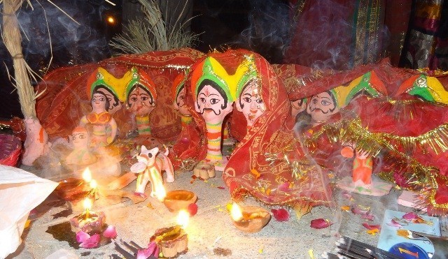 सामा चकेवा पर्वका लागि आकृति बनाउने कार्य शुरू