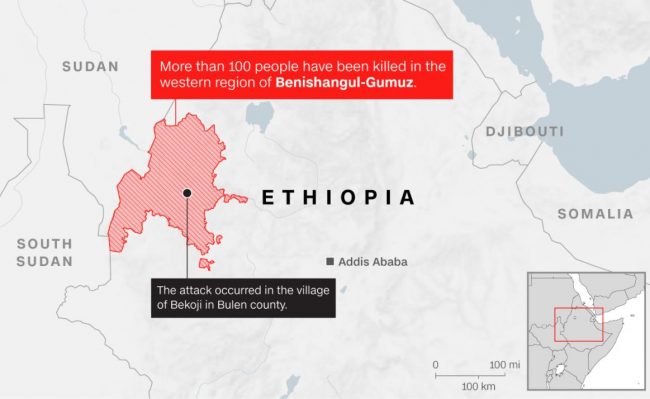 ‘इथियोपियामा हालै भएका आक्रमणमा कम्तीमा १०० जनाको मृत्यु’