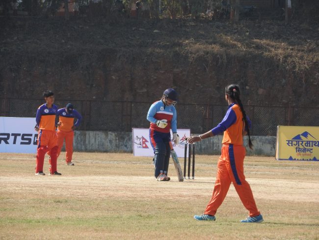 पीएम कप महिला क्रिकेटः उद्घाटन खेलमा लुम्बिनी प्रदेशको फराकिलो जित