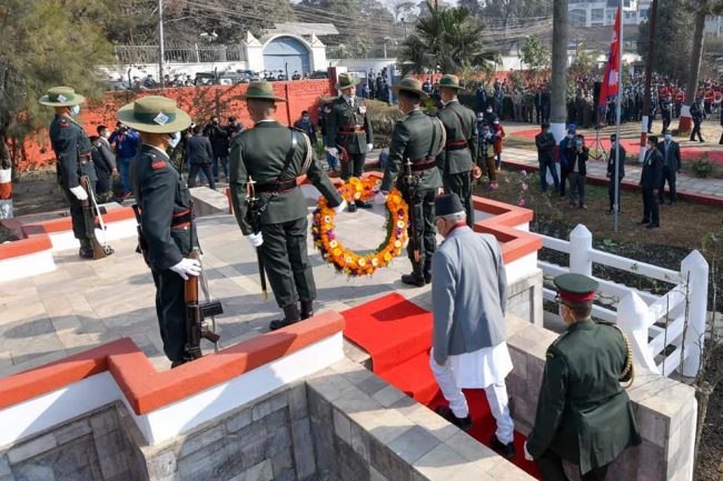 प्रधानमन्त्री ओलीद्वारा शहिदहरूकाे शालिकमा माल्यार्पण (फाेटाेफिचर)