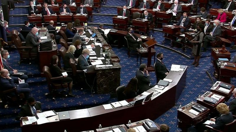 ट्रम्प महाभियोगः सुनुवाइ जारी राख्नुपर्ने पक्षमा सिनेटद्वारा मतदान