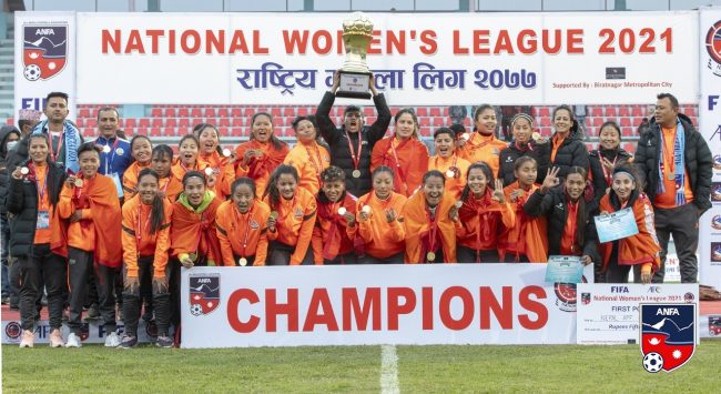 अपराजित रहँदै एपीएफ महिला लिगको च्याम्पियन