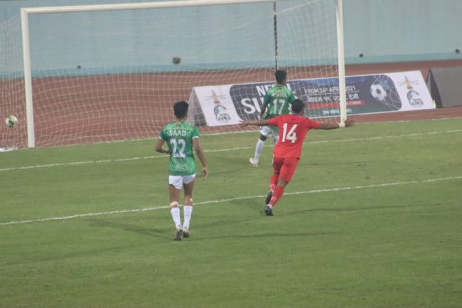 त्रिदेशीय कप : पहिलो हाफमा नेपाललाई २ गोलको अग्रता