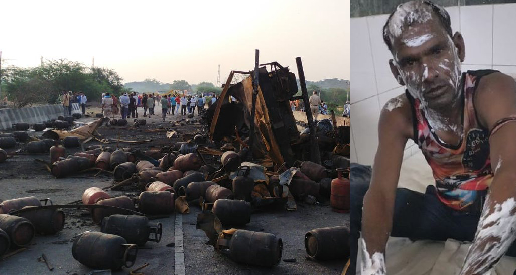 ४५० वटा सिलिण्डर बोकेको ट्रकमा चट्याङ पर्दा अढाइ घण्टासम्म विष्फोट, चालक भने बाँचे