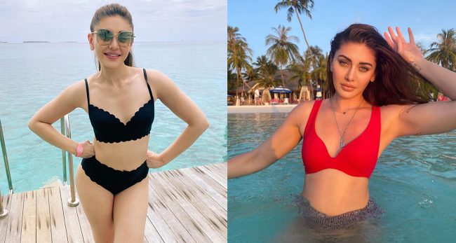 रातो र कालो बिकिनीमा शेफली जरिवालाको जलवा