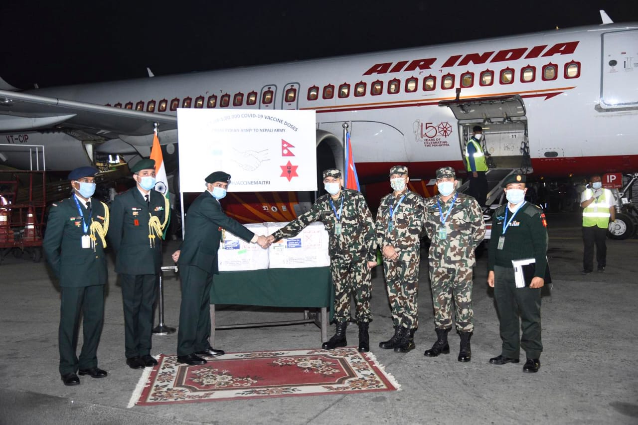 भारतीय सेनाले नेपाली सेनालाई दिएको खोप आइपुग्यो