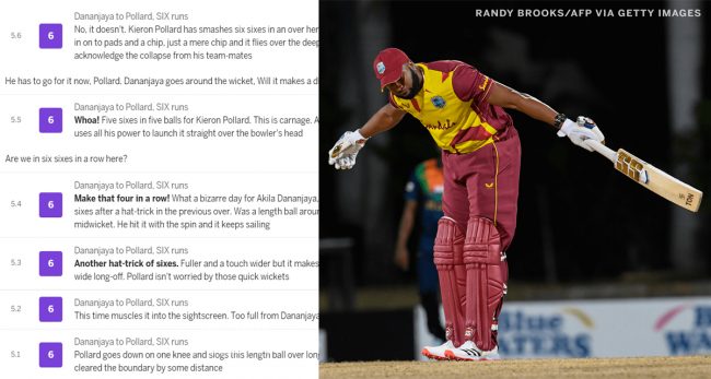अन्तर्राष्ट्रिय खेलमा एकै ओभरमा ६ छक्का प्रहार गर्ने पोलार्ड तेस्रो खेलाडी