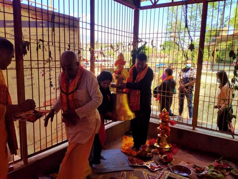 गोकर्णेश्वरस्थित महादेव मन्दिरको गजुर पुनःप्रतिस्थापन