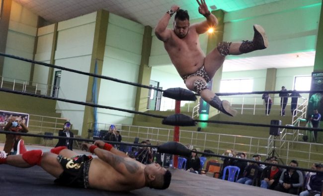 राष्ट्रिय रिङ रेस्लिङ शुरु टाईगर र डेविडबीच उपाधि भिडन्त