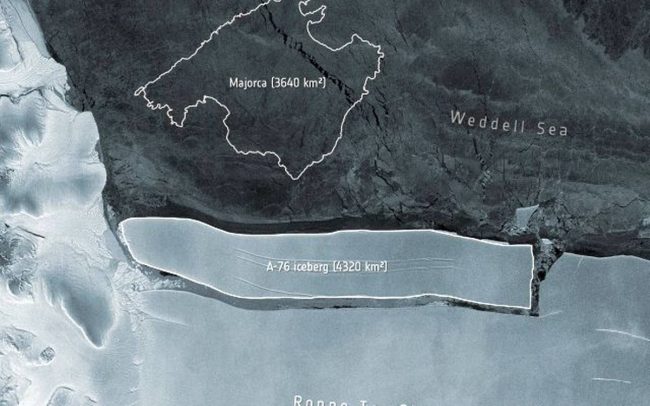 विश्वकै सबैभन्दा ठूलो हिउँको टुक्रा भेटियो, १ सय ७० किलोमिटर लामो, २५ किलोमिटर फराकिलो