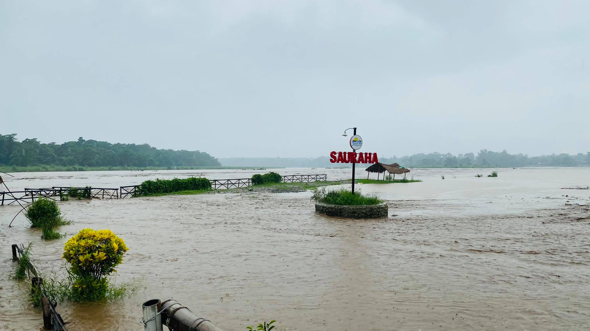 सौराहाका होटलहरूमा बाढी पस्याे, जताततै जलमग्न (फोटो फिचर)