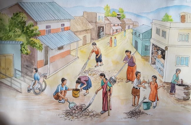 सरुवा रोगबाट बच्न गाउँमा सरसफाइ