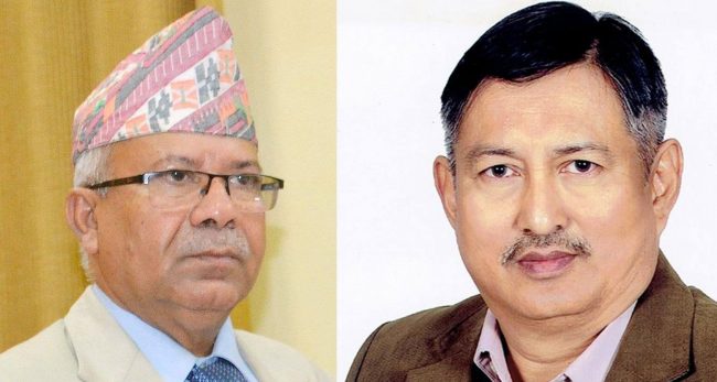 एमाले वरिष्ठ नेपाल र गृहमन्त्री खाँणबीच भेटवार्ता : नेपाल समूहलाई सरकारमा सहभागी हुन दबाव