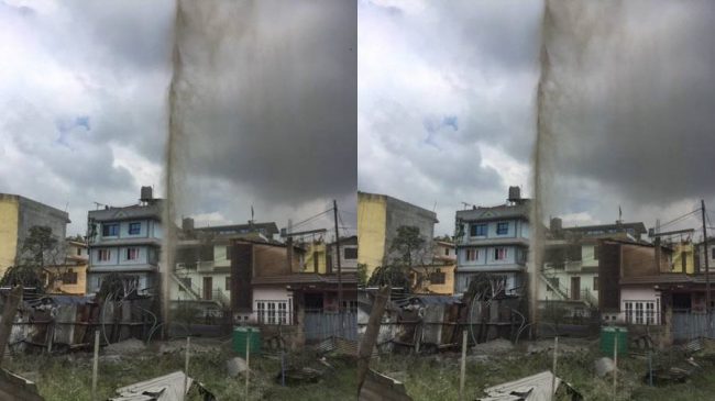 बोरिङ खन्दा मिथेन ग्यास मिसिएको पानीको फोहोरा