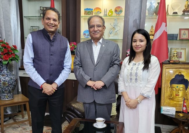 प्रचण्ड र भाजपा विदेश विभाग प्रमुख चौथाइवालेबीच भेटवार्ता