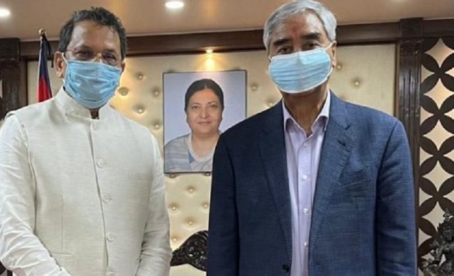 प्रधानमन्त्री देउवासँग भाजपाका विदेश विभाग प्रमुखको शिष्टाचार भेट