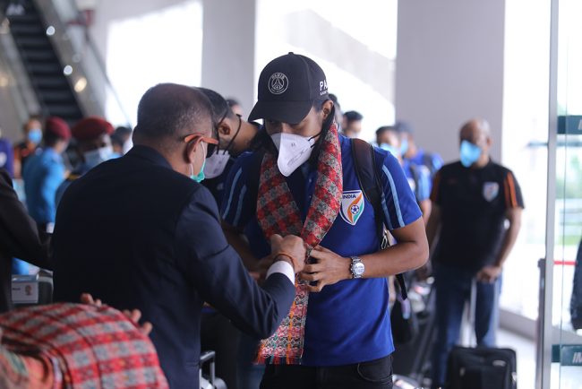 मैत्रीपूर्ण खेलका लागि भारतीय फुटबल टोली काठमाडौं आइपुग्यो