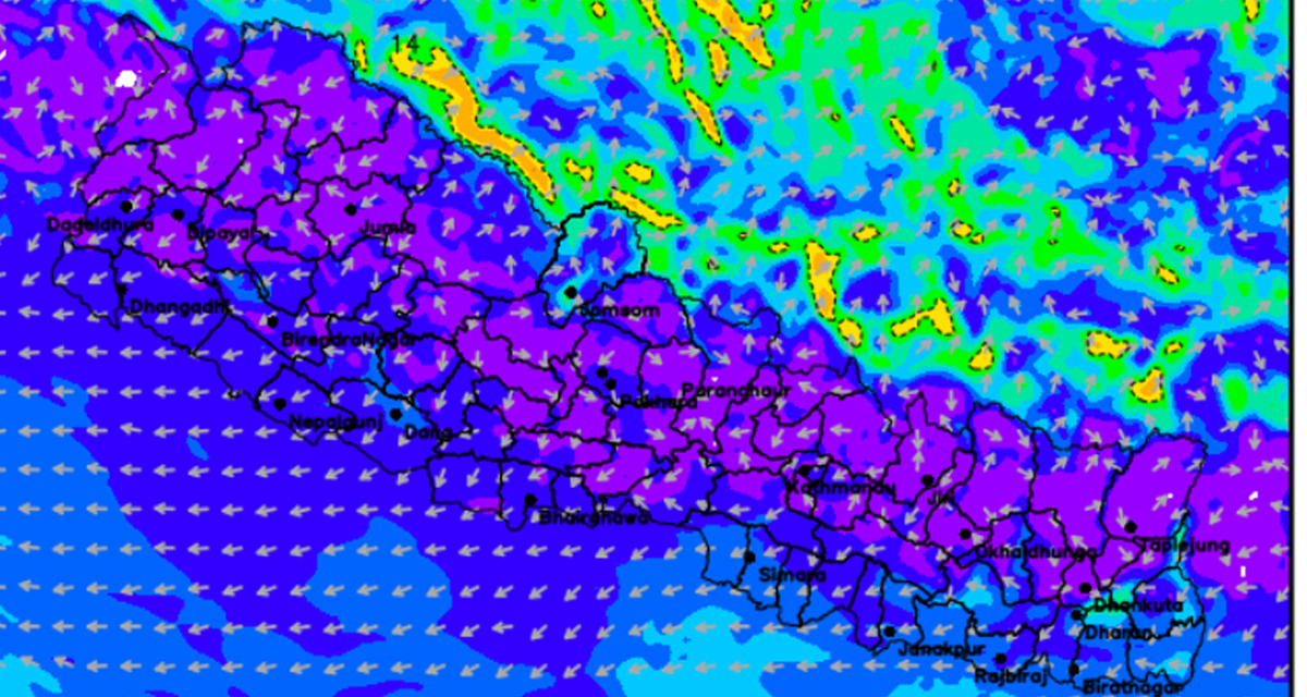 ओडिसाकाे माैसम प्रभाव नेपालमा, सतर्क रहन महाशाखाकाे आग्रह