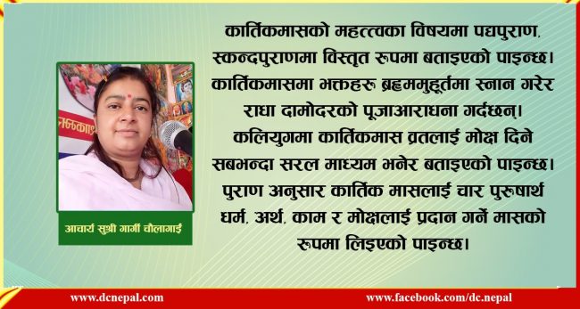 कार्तिक स्नान, दीपदान तथा व्रतको महत्त्व