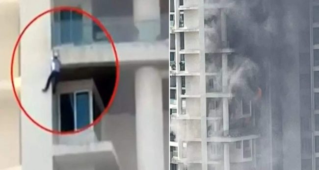 मुम्बइको ६० तले बिल्डिङमा भीषण आगलागी, बच्न बाल्कोनीमा झुण्डिँदा १९ तलाबाट खसेर मृत्यु
