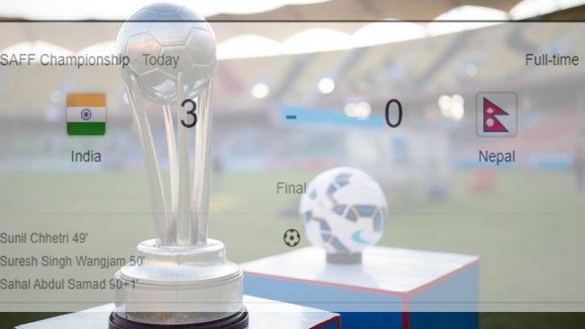 नेपालकाे इतिहास रच्ने सपना अधुँरै, भारत ३–० ले विजयी