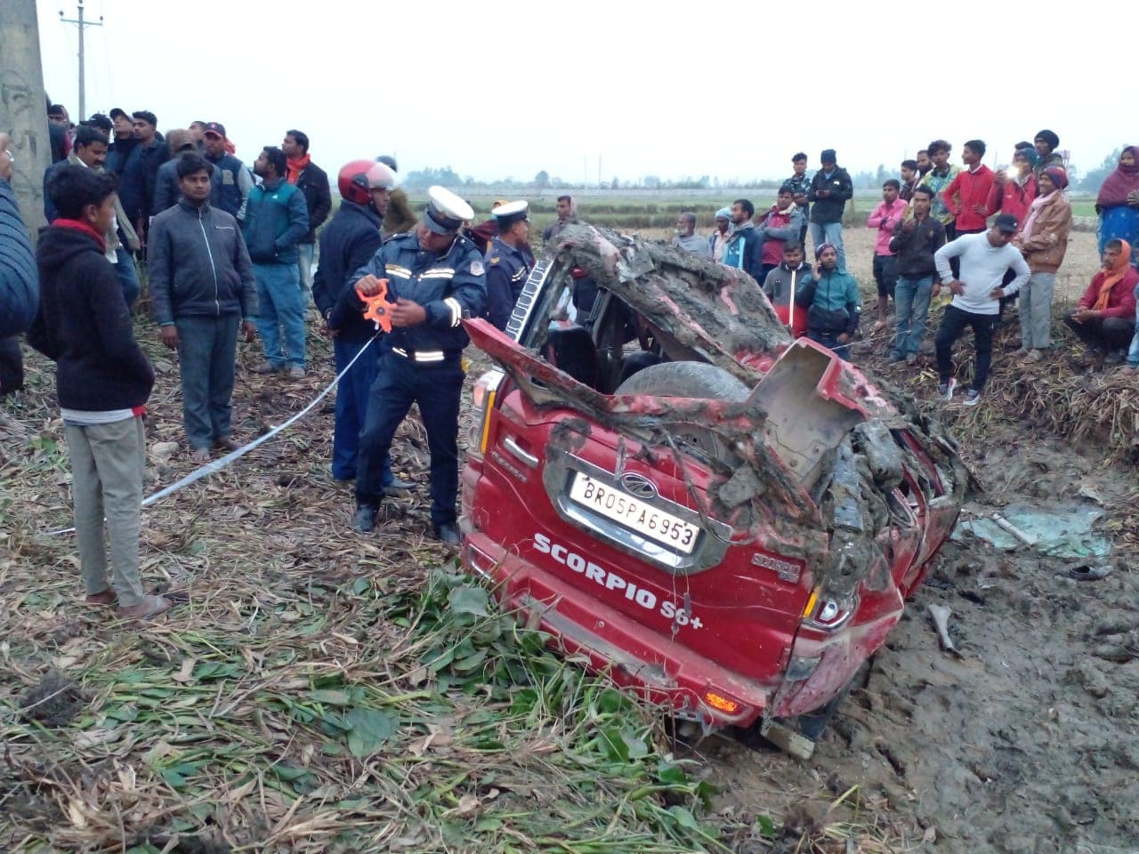 रौतहटमा भारतीय नम्बरप्लेटको स्कारपियो दुर्घटना हुँदा पाँच जनाको मृत्यु