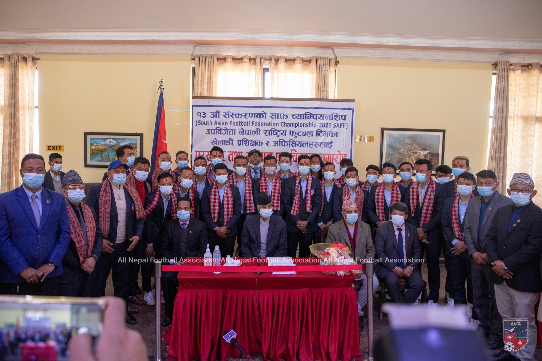 साफ उपविजेता फुटवल खेलाडीहरुलाई ५ लाख नगदसहित सम्मान