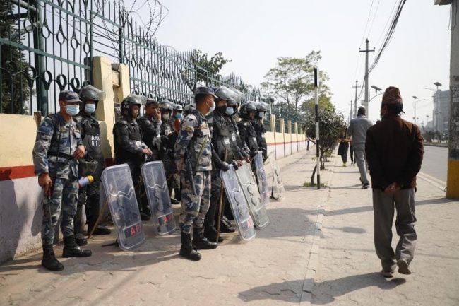 माइतीघरदेखि बानेश्वरसम्म ठूलो संख्यामा सुरक्षाकर्मी तैनाथ