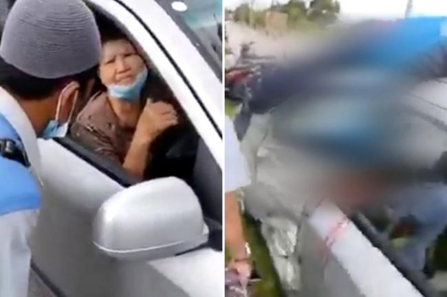 आफैले ठक्कर दिएको मोटरसाइकल चालक मरेर छतमा खसे, महिलाले लाशसहित कार चलाइरहिन्