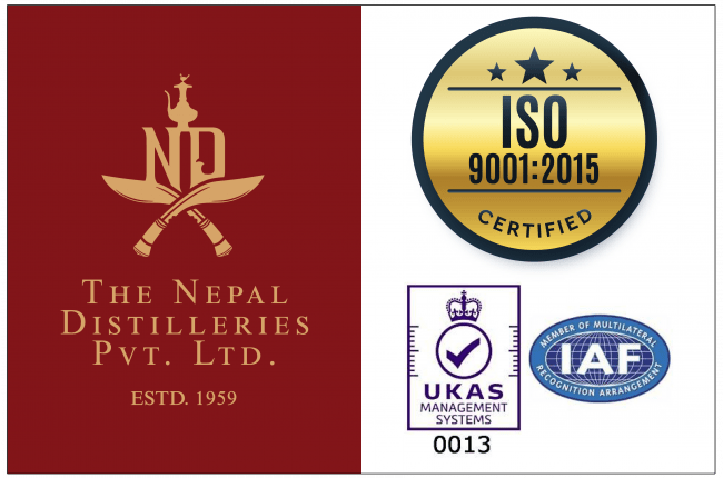 दि नेपाल डिस्टीलरिजले पायो आईएसओ ९००१:२०१५ प्रमाणपत्र