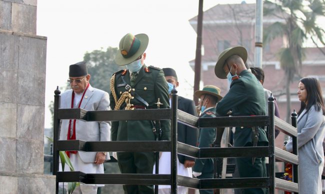 सहिद दिवसमा  सहिद स्मारक पुगे प्रधानमन्त्री प्रचण्ड (तस्वीरसहित)