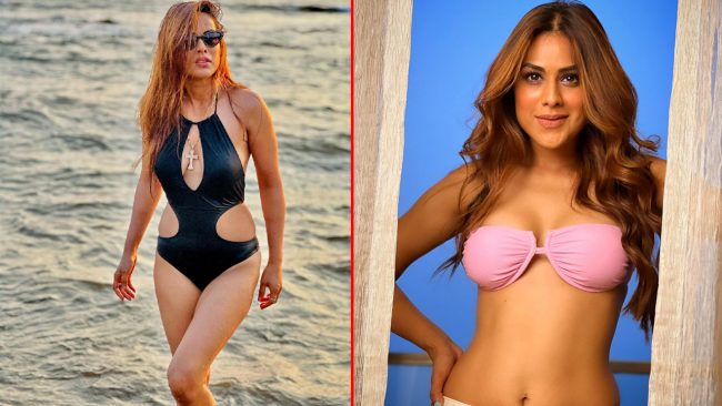 गुलाबी ब्रालेटमा निया शर्माको किलर स्टाइल