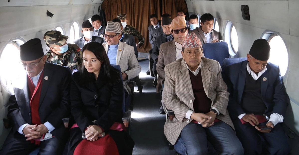 गोरखा महोत्सव उद्घाटन गर्न हेलिकोप्टर चढेर गए प्रधानमन्त्री प्रचण्ड