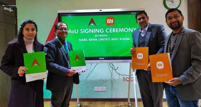 नबिल बैंकका ग्राहकलाई शाओमी ब्राण्डका सामान खरिदमा इएमआई सुविधा