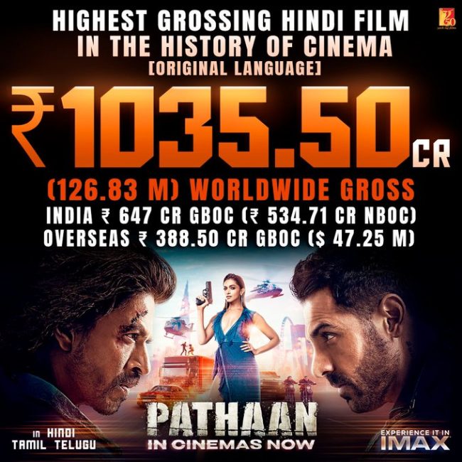 सबै रेकर्ड ब्रेक गर्दै पठानले कमायो १ हजार ३५ करोड बढी