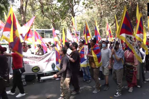 तिब्बती युवा कांग्रेसको चिनियाँ दूतावास अगाडि विरोध प्रदर्शन