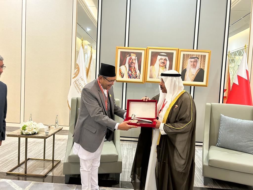 बहराइनका समकक्षी मुसलामसँग सभामुख घिमिरेको शिष्टाचार भेटवार्ता