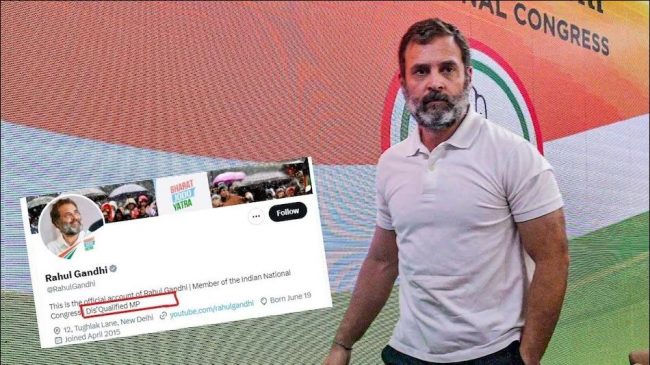राहुल गान्धीले ट्विटर बायो परिवर्तन गरेर ‘डिस्क्वालिफाइड एमपी’ लेखे