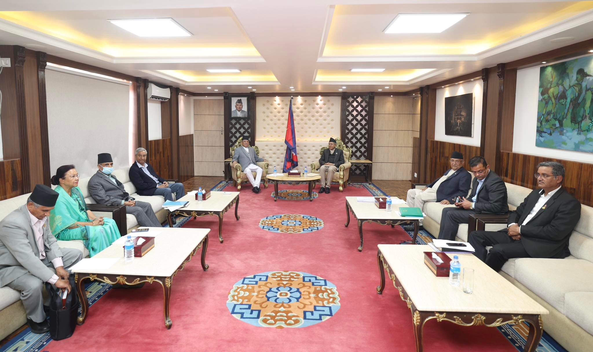 सभामुख निवासमा प्रधानमन्त्रीसहित प्रमुख तीन दलका शीर्ष नेताकाे बैठक जारी