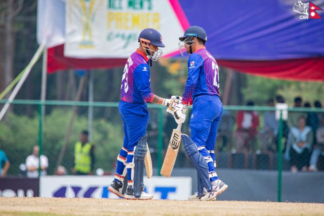 नेपालको उत्कृष्ट प्रदर्शनः विकेट नगुमाई ७ ओभरमा ६० रन जोडन सफल