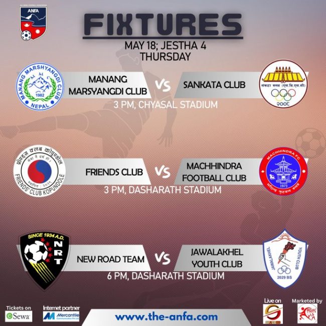 शहिद स्मारक लिगः आज तीन खेल हुँदै