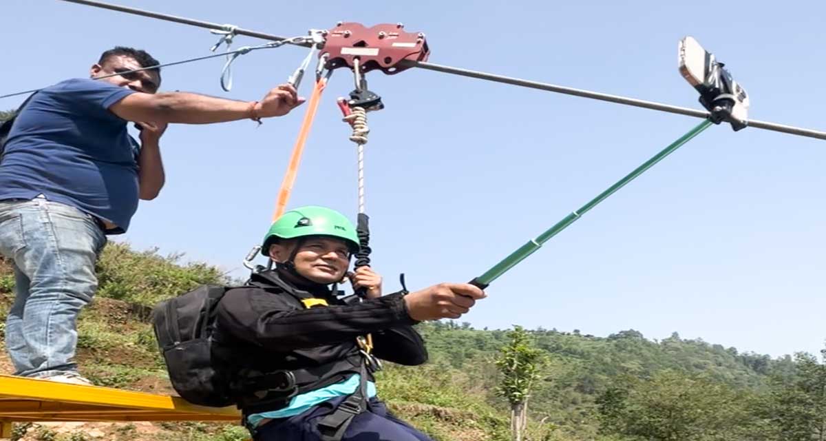 थाक्रेको नयाँ चिनारी बन्दै ‘नौबिसे ट्रयाम्प जिपलाइन’