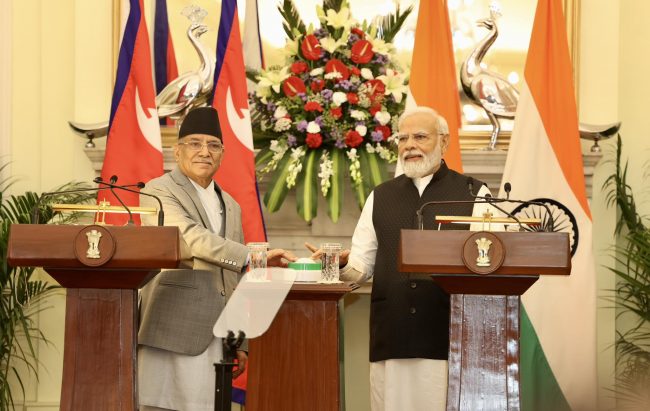 प्रधानमन्त्री प्रचण्ड र भारतीय समकक्षी मोदीद्वारा रेलमार्गको उद्घाटन