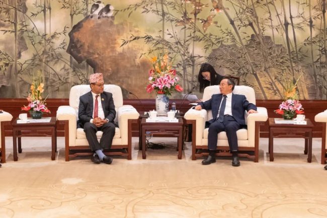 राष्ट्रियसभा अध्यक्ष तिमिल्सिना र सांघाई म्युनिसिल पिपुल्स कंग्रेसका अध्यक्षबीच भेटवार्ता