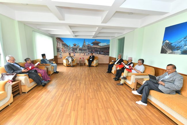 पार्टीको आन्तरिक जीवनबारे अध्यक्ष ओलीको उपाध्यक्षसँग छलफल